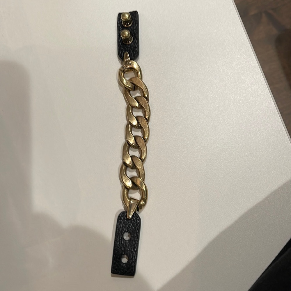 Jenny bird chunky gold chain bracelet with leather closure
